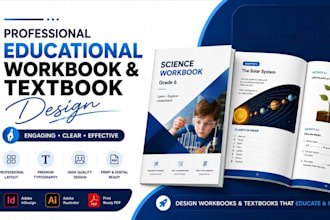 design premium educational workbook, textbook manuals for teacher, student,