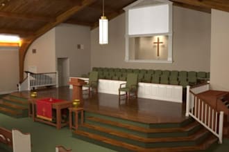 design 3d church interior, sanctuary, rendering and floor plan