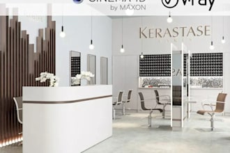 create a stunning 3d salon interior design and realistic salon visualization