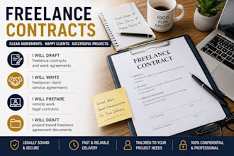 draft project based freelance agreement documents as a UK solicitor