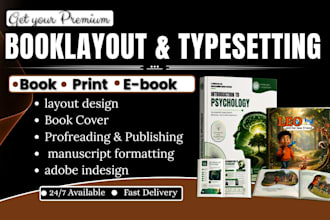 do book formatting, book cover, layout design, manuscript, book typesetting