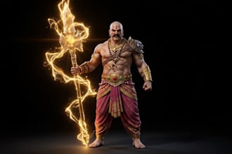 sculpt detailed 3d ancient indian fantasy  character, game ready model,mythology