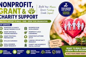create nonprofit website, grant proposal, grant writing and 501c3 support