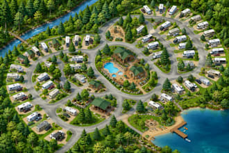 design custom rv park maps, campground maps, and visitor guides
