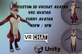 do custom vrchat furry avatar fursona anthro 3d character model sfw or nsfw