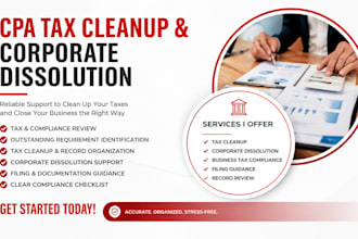 provide CPA tax cleanup, corporate dissolution ad business tax compliance