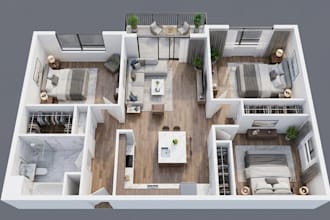 create a professional 3d floor plan, house layout and architectural plan