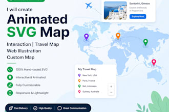 create animated svg map interaction travel map web illustration custom map