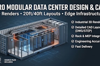 design 3d modular containerized data center layout and cad
