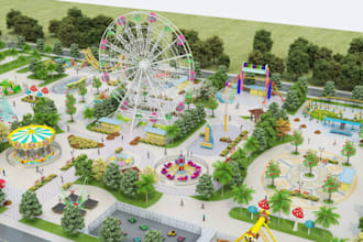 3d amusement park design, thrill park, fantasy park, family entertainment center