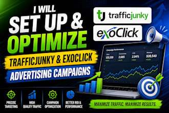 set up and optimize traffic junky and exoclick advertising campaigns