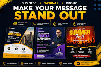 do business flyer, webinar design, conference party flyer and promo design