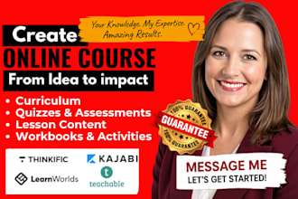 write complete online course creation, course development for course content