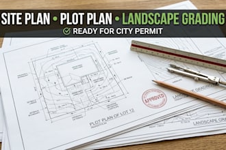 draw site plan, plot plan, and landscape grading for city permit