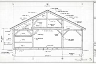 do framing drawing, cut list, material iist for sheds and barn houses