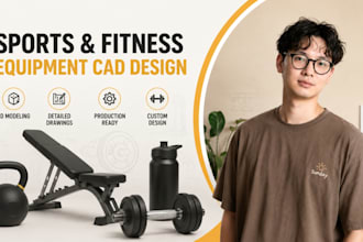 design sports equipment cad, fitness products, custom sporting goods 3d models