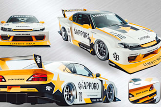 design custom racing car wrap jdm, sports car and vehicle wrap livery gta5 fivem