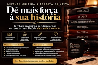 fazer leitura crítica e escrita criativa para romances e dramas