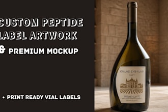 design clean custom peptide label artwork for print ready vial labels