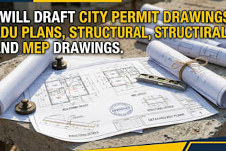 draft city permit drawings, adu plans, structural, and mep drawings