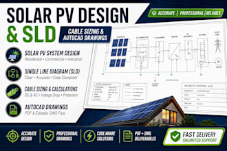 design solar pv systems, sld, cable sizing and autocad drawings