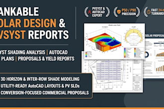 design pvsyst shading report solar proposal energy yield autocad drafting