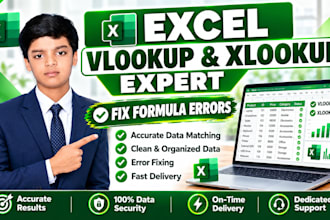 fix vlookup xlookup errors or formulas and match data in excel sheets