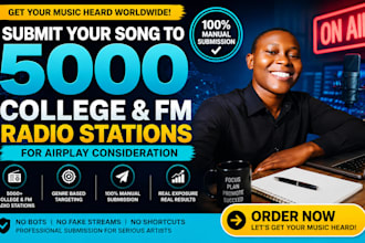 submit your song to 5000 college and fm radio station for airplay consideration