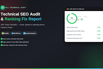 perform technical SEO audit for shopify wordpress ecommerce ranking fix report