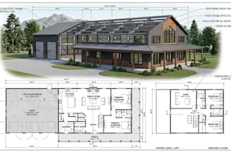 create custom steel frame barndominium plans and architectural drawings