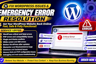 fix wordpress website critical bug or emergency errors and PHP resolution