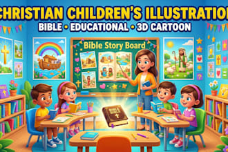 illustrate christian children story book, children story book illustration