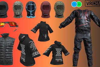 create vrchat avatar outfits, nsfw outfits, 3d clothes, vrchat assets, items