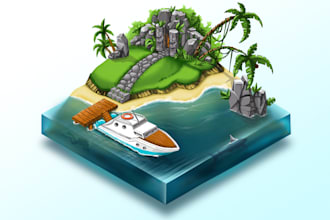 design custom isometric game assets, vector scenes, and objects