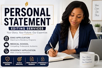 edit personal statement, eras medical school, and residency application