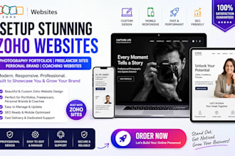 setup photography portfolios freelancer personal brand coaching zoho websites