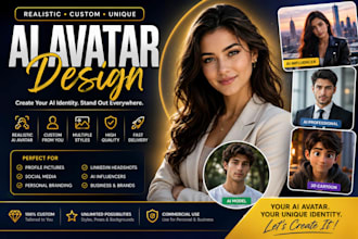 create a realistic ai avatar design, ai influencer and custom ai model