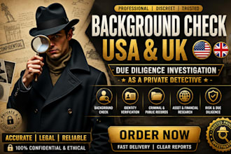 background check usa and UK due diligence investigation as a private detective