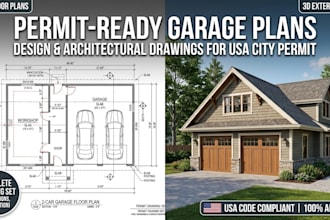 design garage drawings, garage plans architectural drawings USA city permit