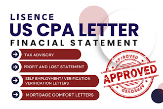 prepare CPA mortgage letter, income verification and self employment letter
