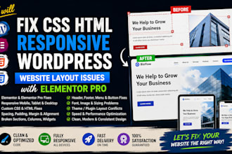 fix css HTML responsive wordpress website layout issues with elementor pro