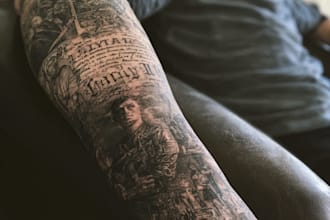 do custom tattoo design realistic tattoo, sleeve artist