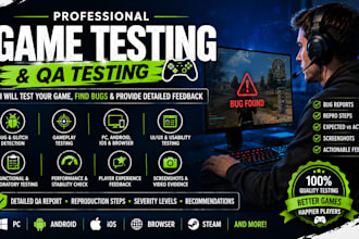 be your game tester for playtest, beta testing and QA on pc, steam or mobile