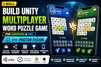 build unity multiplayer word puzzle game for android IOS with photon fusion