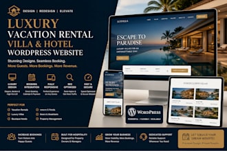 design or redesign luxury website vacation rental villa hotel wordpress website