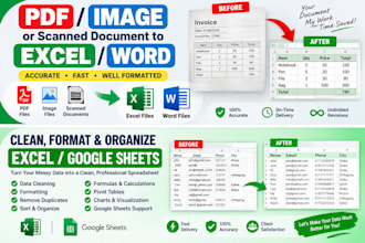 format, organize and fix excel or google sheets data