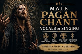 record male pagan chant vocals, ritual chants, dark fantasy vocals and singing