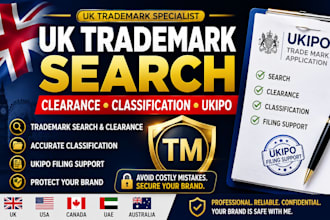 do UK trademark search, clearance, classification and ukipo filing