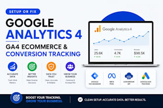 setup and fix ga4 ecommerce tracking and conversion tracking with GTM