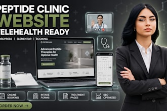design a peptide clinic website, telehealth landing page and website redesign